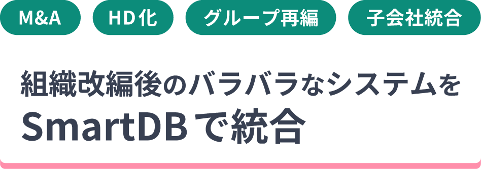 M&A・グループ再編・子会社統合 組織改変後に直面するバラバラなシステムをSmartDBで統合